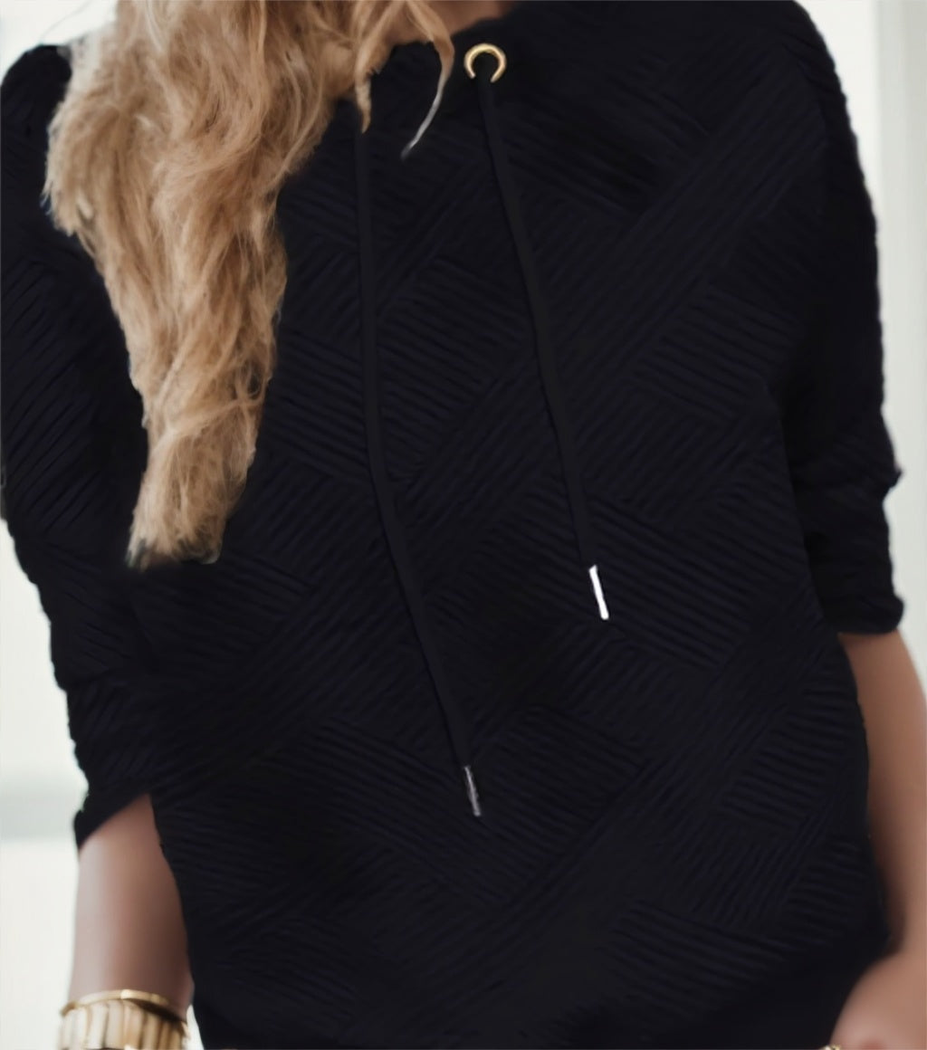 Elegant Neck Drawstring Pullover Sweatshirt