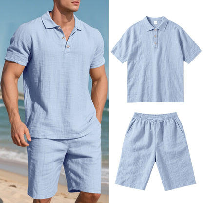 Men's Loose Linen Breathable Shorts Suit