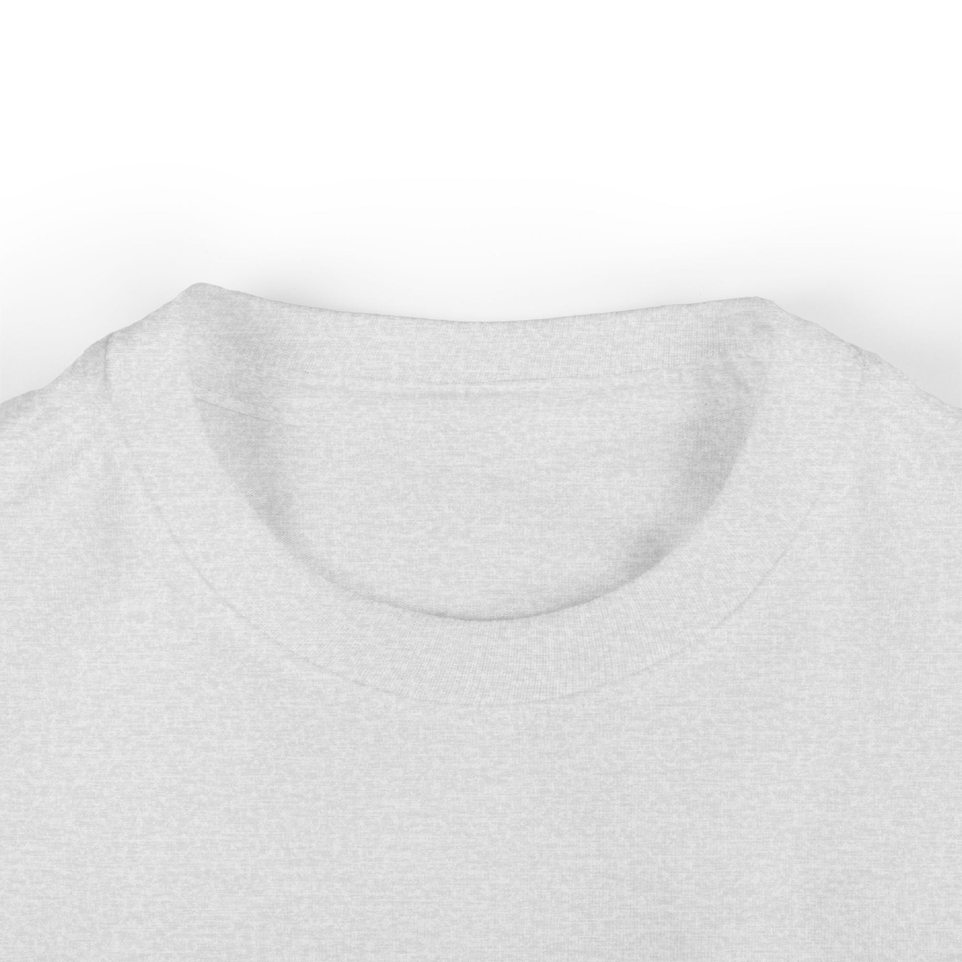 Close-up of a light gray shirt with a collar on a white background