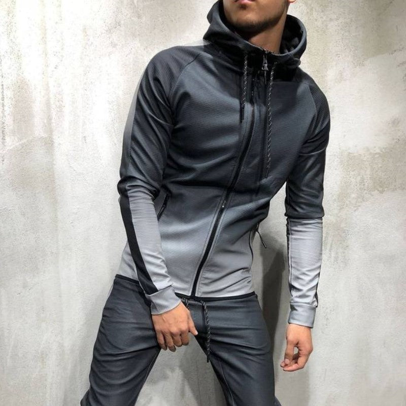 Moomphya Gradient color zipper cardigan men hoodies