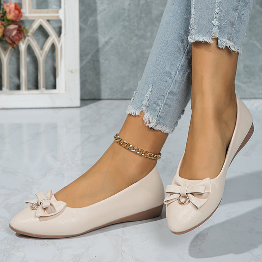 Flat Women's Shallow Mouth Bowknot Shoes