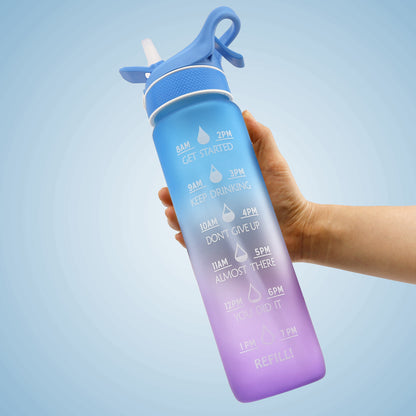 Sports Water Bottle Scrub Bounce Cover Straw