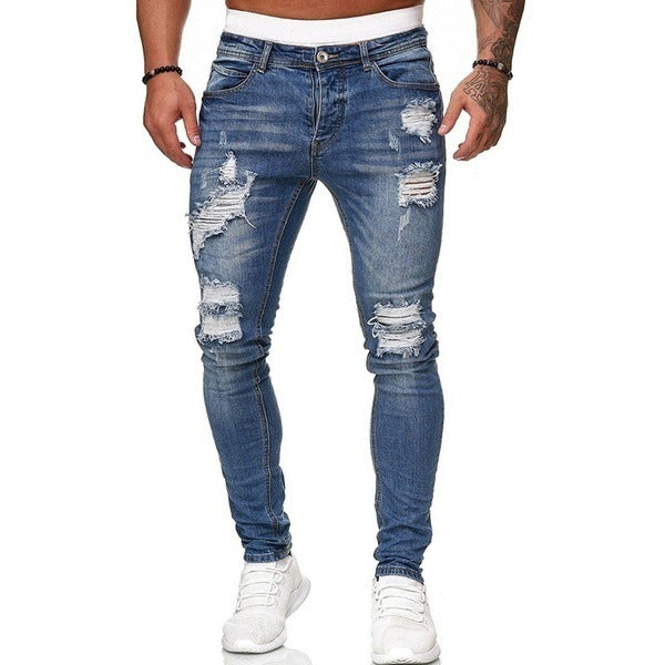 Fashion Street Style Ripped Skinny Jeans Men