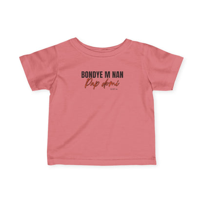 Pink t-shirt with text on a white background