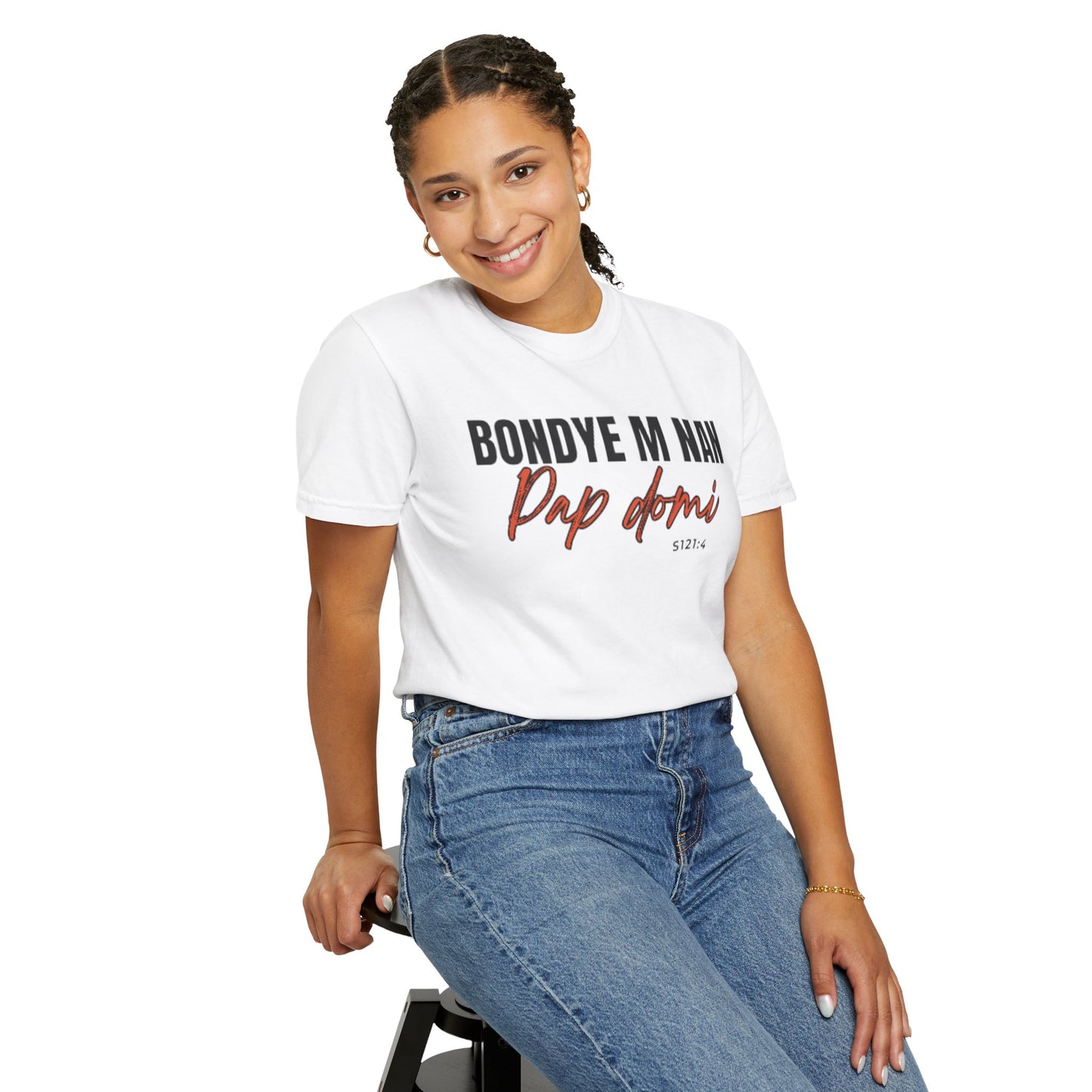 (Black Letters) Bondye m nan pap Domi T-Shirt