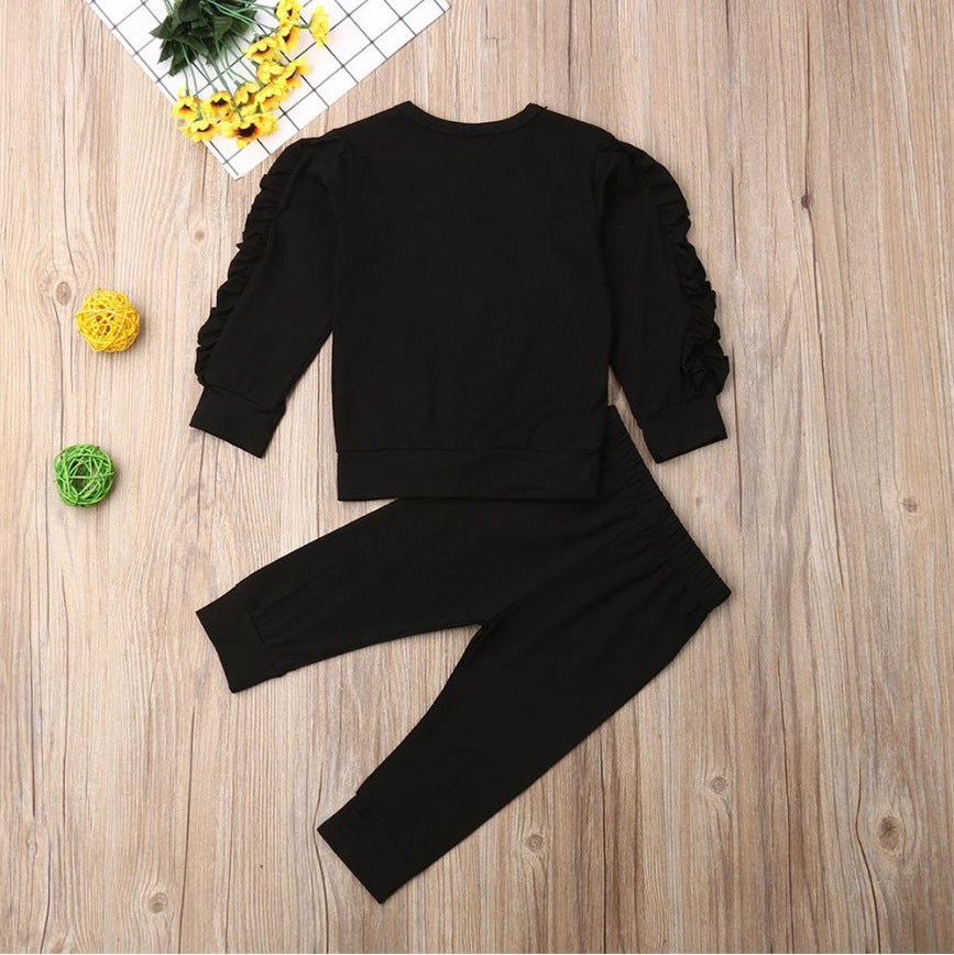 Kids Ruffles Jumper Long Sleeve Sweatshirt Pants