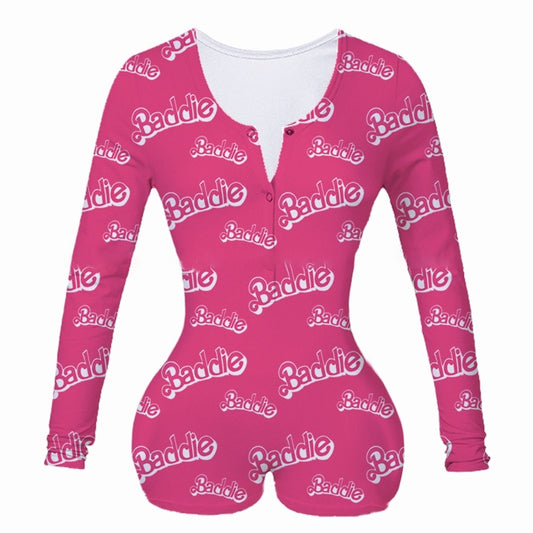 Deep V-neck panda long-sleeved button