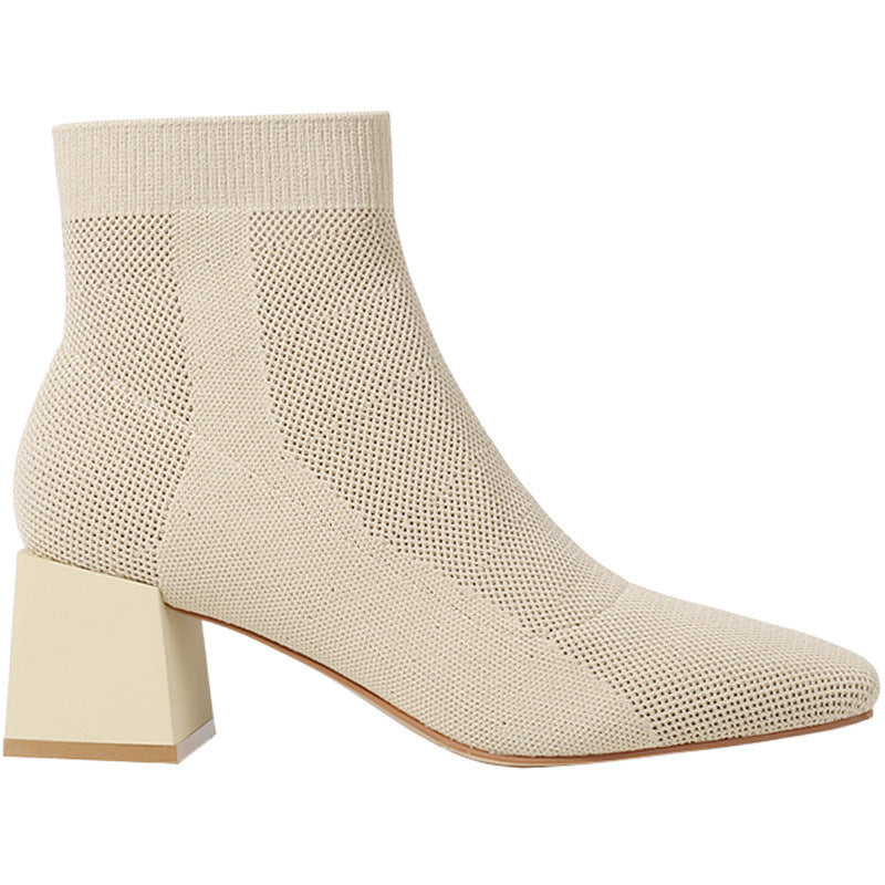 Ladie's All-match Stretch Knitted Booties