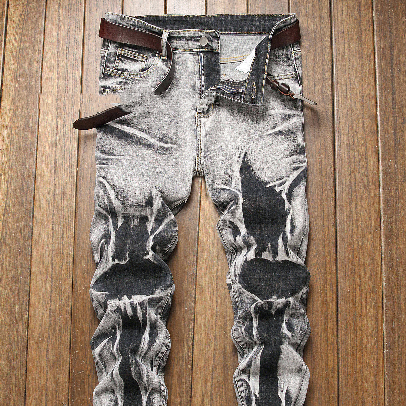 Gray Men' Slim Fit All-match Jeans