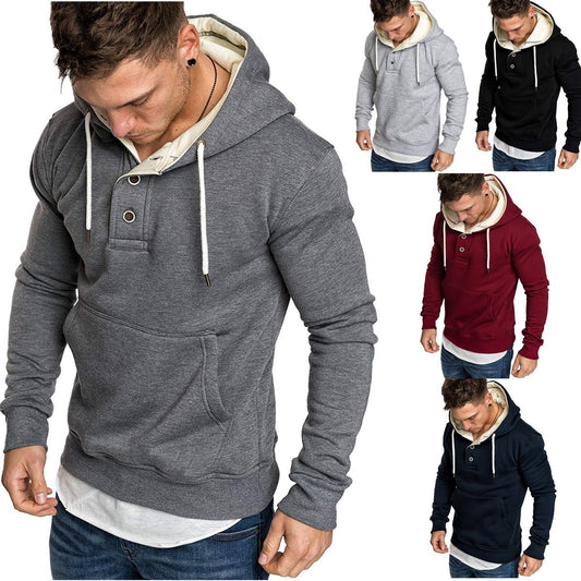 Men's Button-trimmed hooded fleece sweatshirt