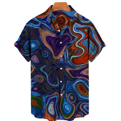 Lapel Hawaiian Shirt Short Sleeve