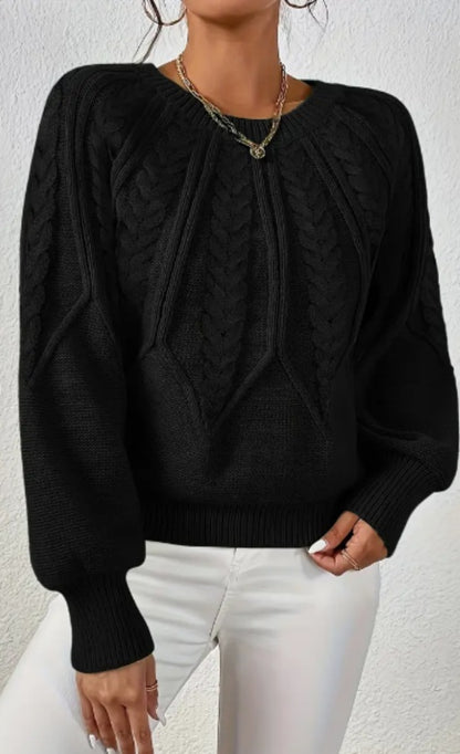 Pullover Sweater Long Sleeve Round Neck Loose Fit Soft
