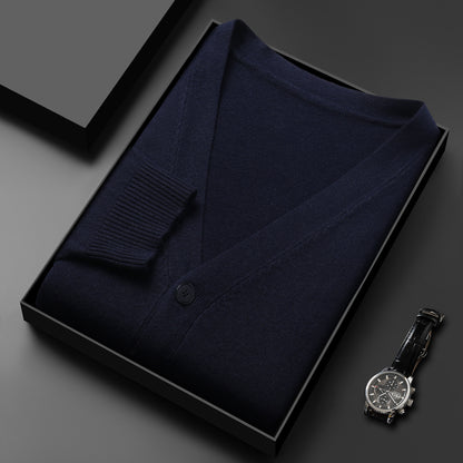 Men's Knitted Cardigan V-neck Style Sweater