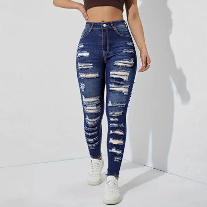 Ripped Frayed Stretch Skinny Jeans