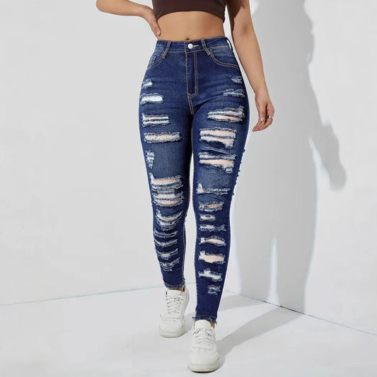 Ripped Frayed Stretch Skinny Jeans