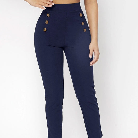 Ladie's Slim Fit Double Row Waisted Pants
