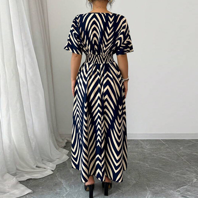 Waist-controlled Twill Dress Short Sleeve