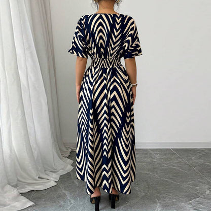 Waist-controlled Twill Dress Short Sleeve