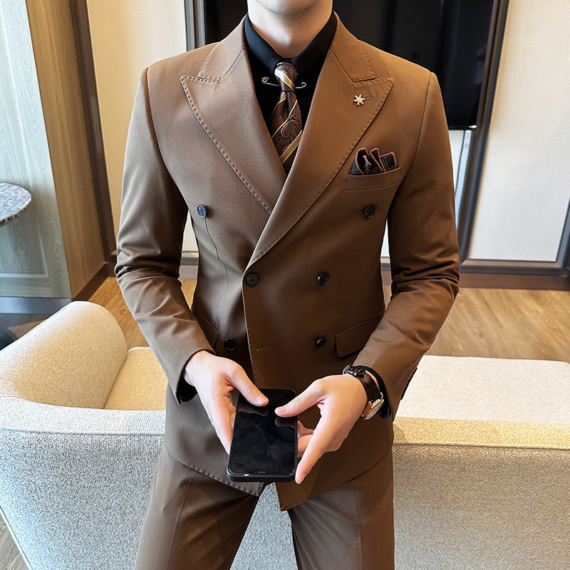Double Breasted Business Slim Two-piece Suit