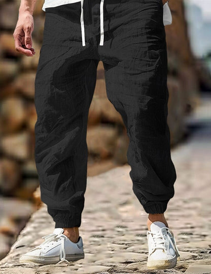 Men's Linen Trousers Elastic Waist