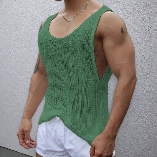 Loose Knitted New Men's Sleeveless Knitwear Top