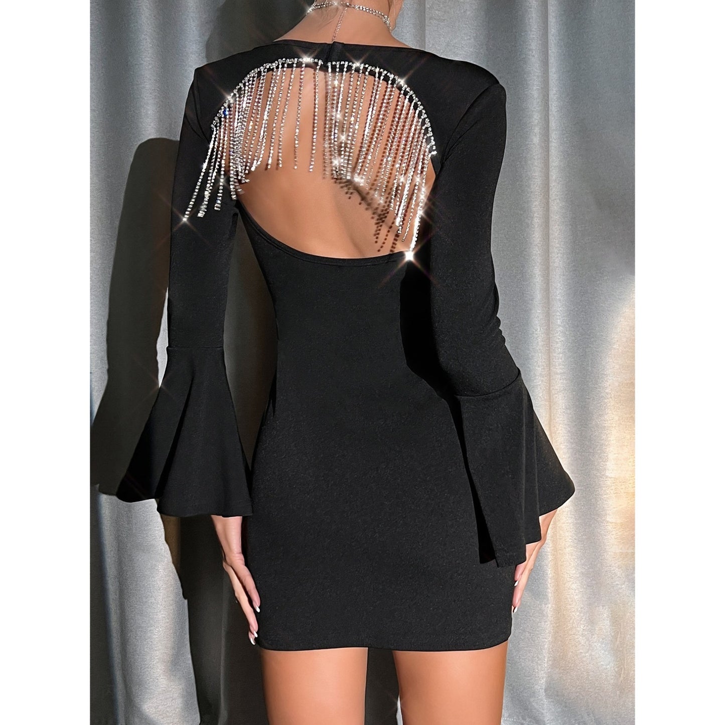 Women's Tassel Rhinestone Party Dress