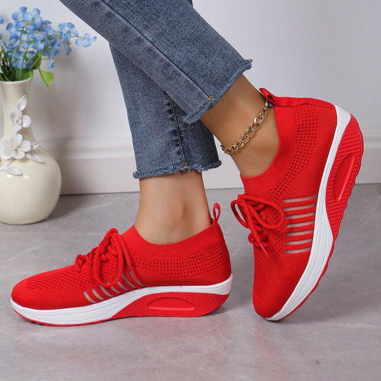 Breathable Plus Size Front Lace-up Flat Shoes