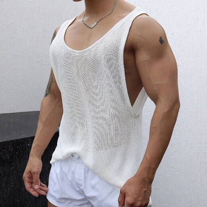 Loose Knitted New Men's Sleeveless Knitwear Top