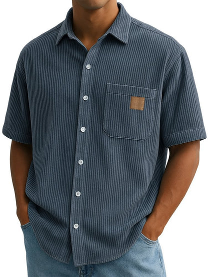 Versatile Leisure Leather Short Sleeve Shirt