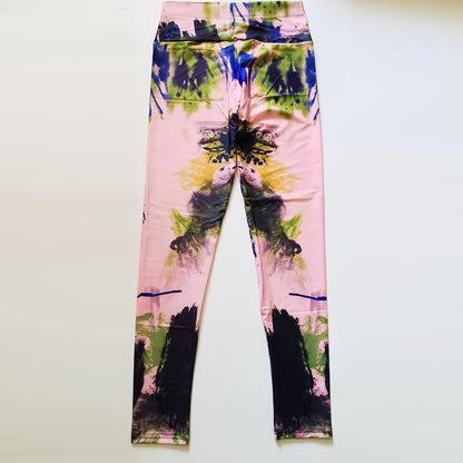 Ink Pattern High Waist Fitness Leggings Pants