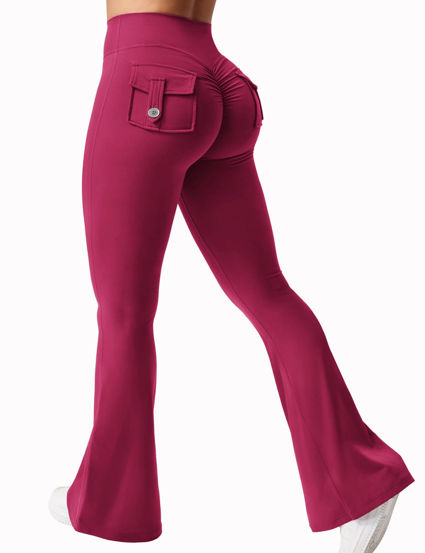 Fitness Peach Hip Pocket Flared Pants