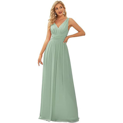 Women's Elegant V-neck Sleeveless Evening Dress