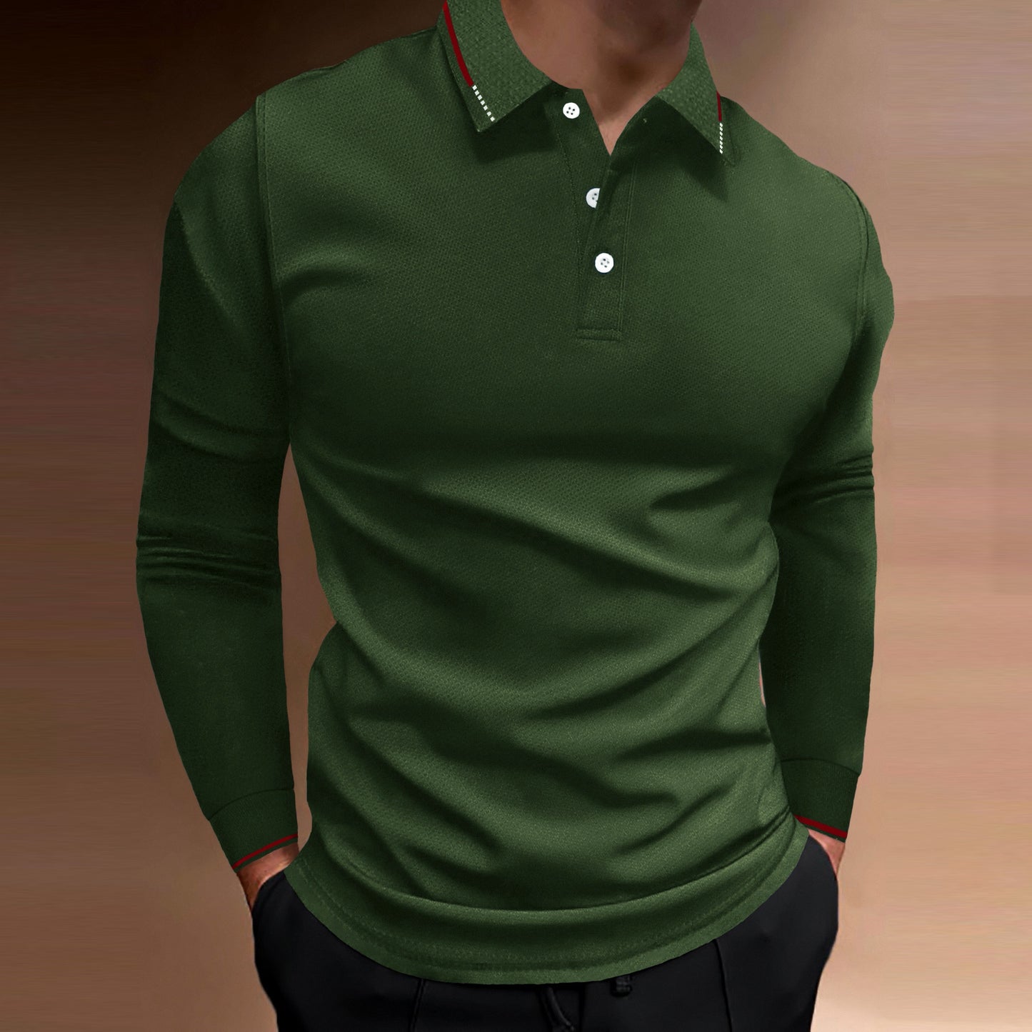 Casual Stand Collar Vertical Long-sleeved T-Shirt