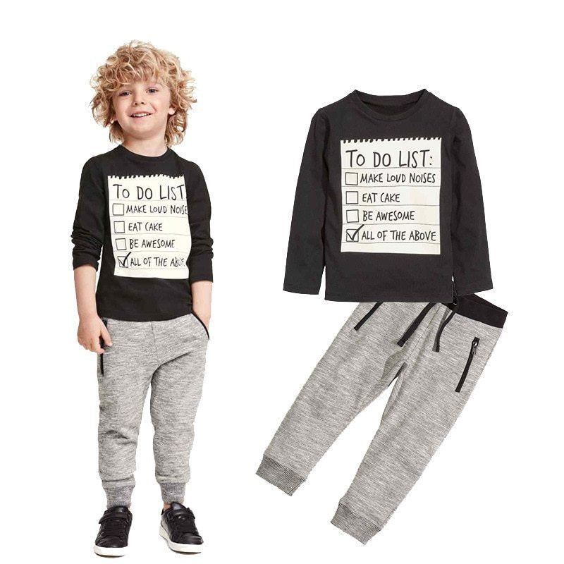 Baby Boy cotton Long Sleeves T-shirt Pants 2pcs Suit