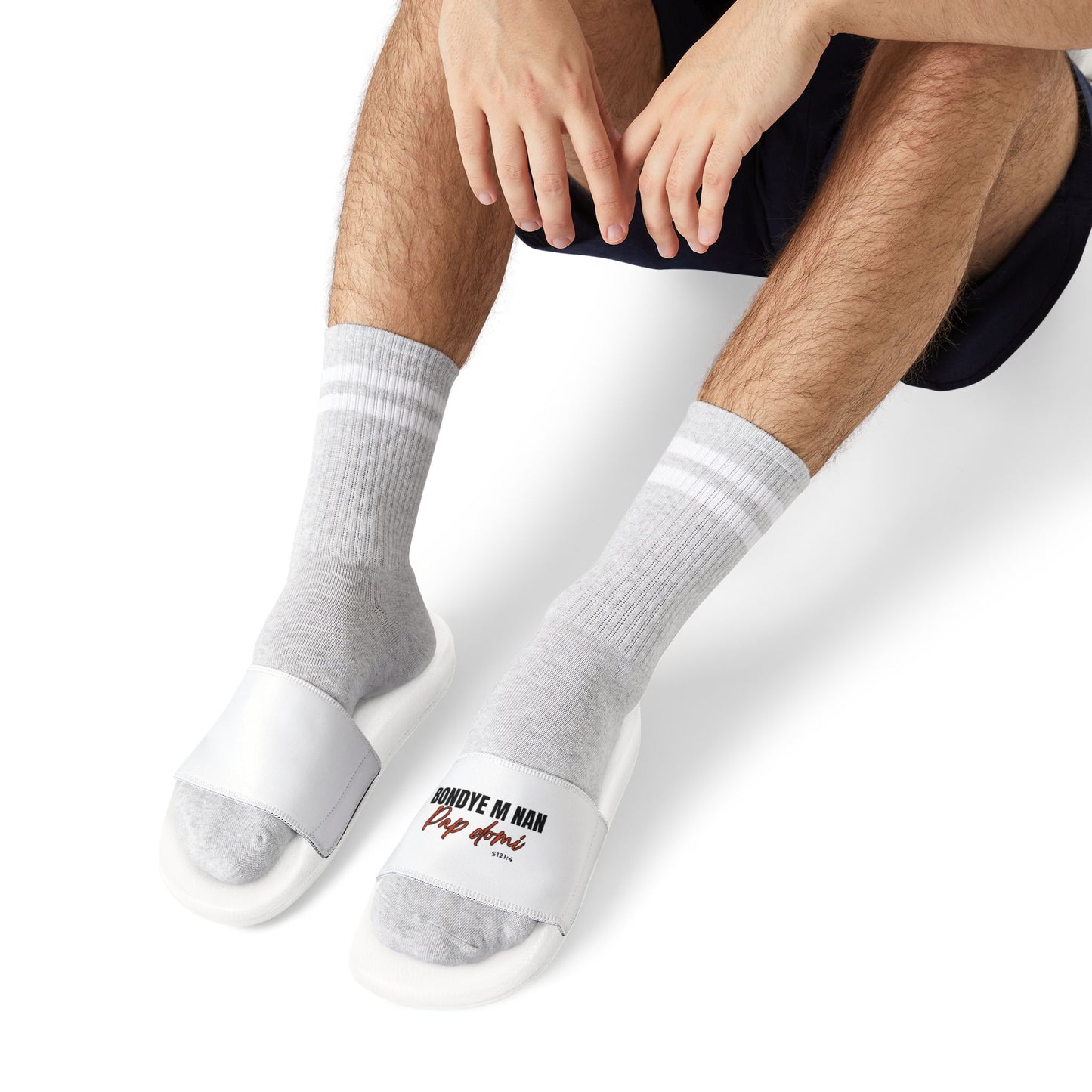 Men Sandals Removable Straps "Bondye m nan pap Domi"