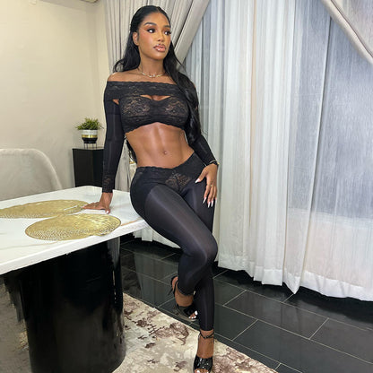Tops Low Waist Tights Lace Suit