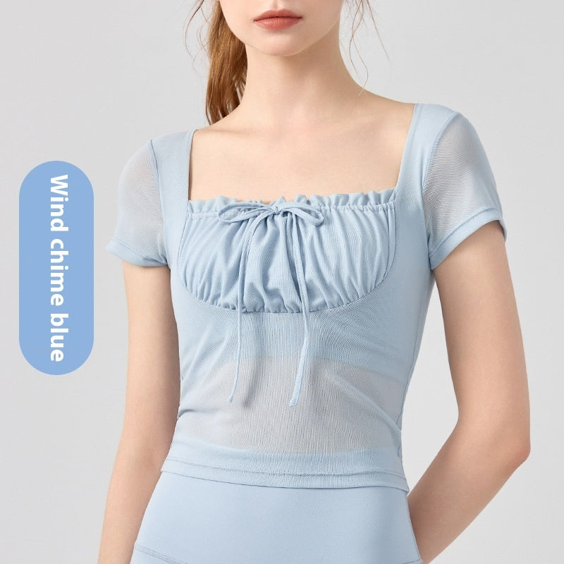 Lace Pleated Top Short Sleeve