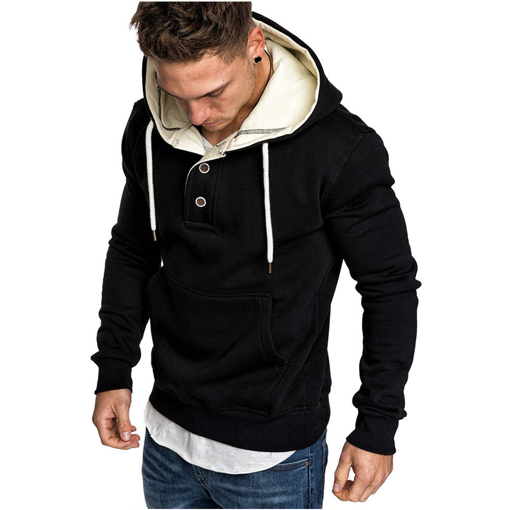 Men's Button-trimmed hooded fleece sweatshirt