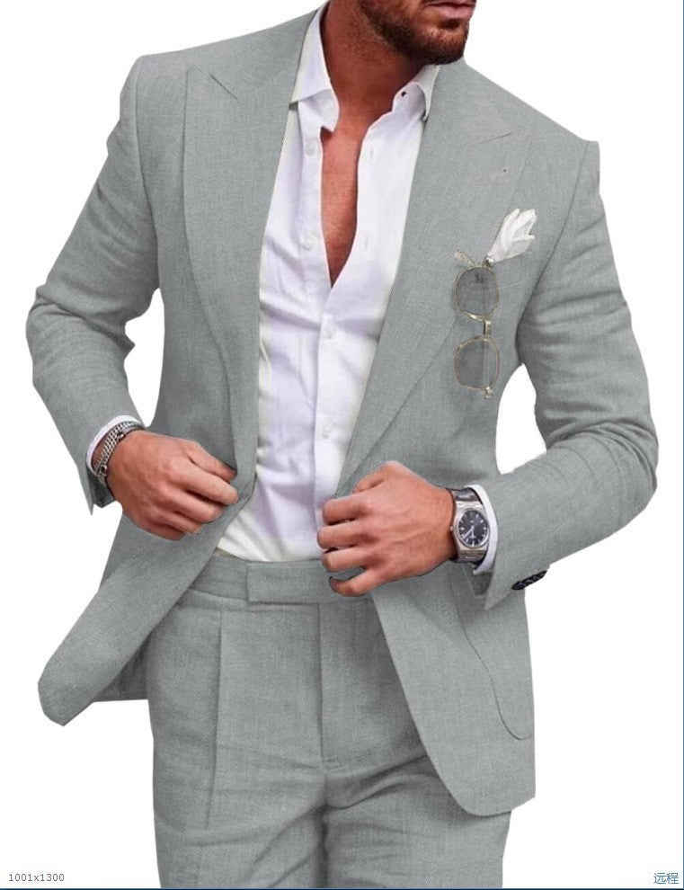 Men's Large Single Row One Button Suit Two Set