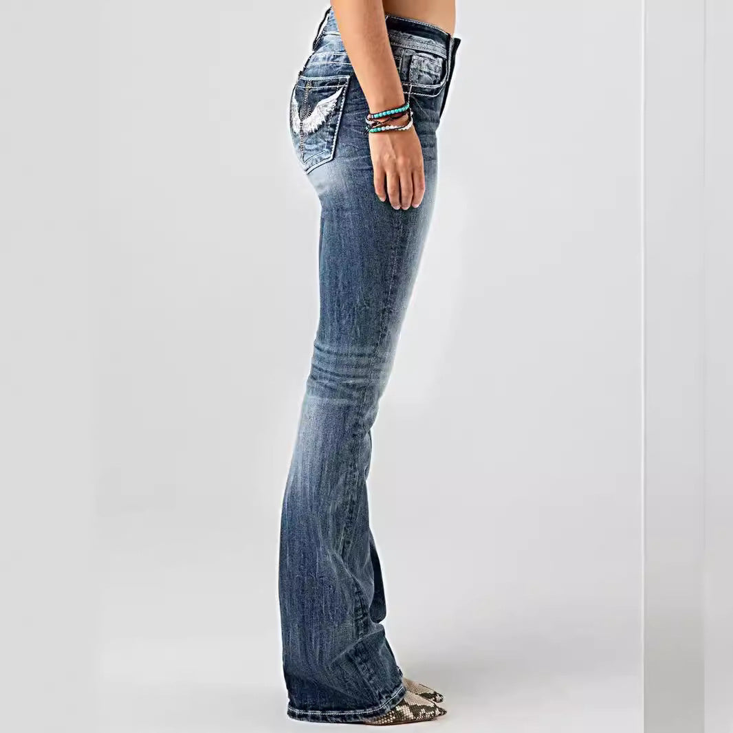 Ladies Heavy Stretch Denim Trousers