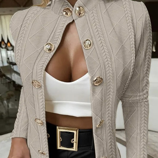 Ladies Elegant Casual Jacket Button Jacket
