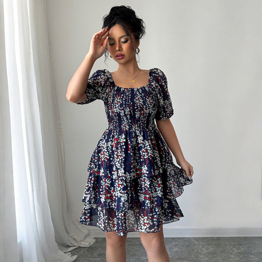 European Elegant Floral Dress