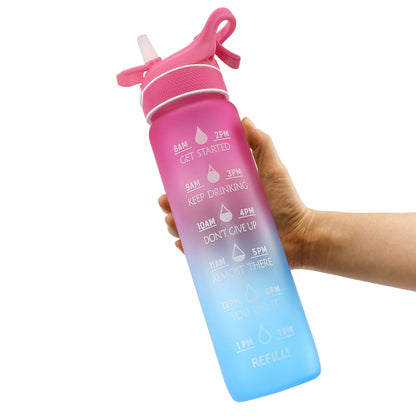 Sports Water Bottle Scrub Bounce Cover Straw
