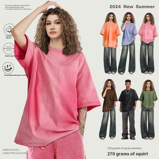 Retro Washed Short Sleeve Round Neck T-shirt