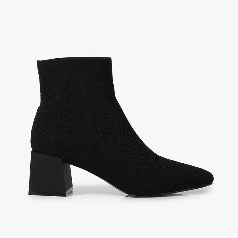 Ladie's All-match Stretch Knitted Booties
