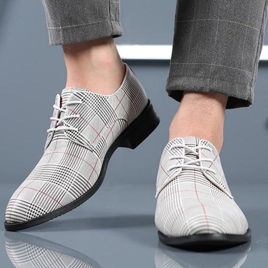 Men's Fashion All-match Leather Shoes Lace-up Stripes