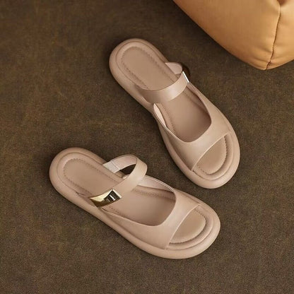 French Soft Leather Platform Sandals