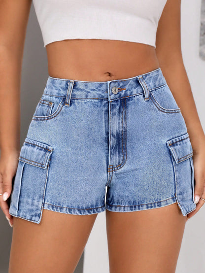 Ladie's Comfortable Slim Fit Denim Shorts