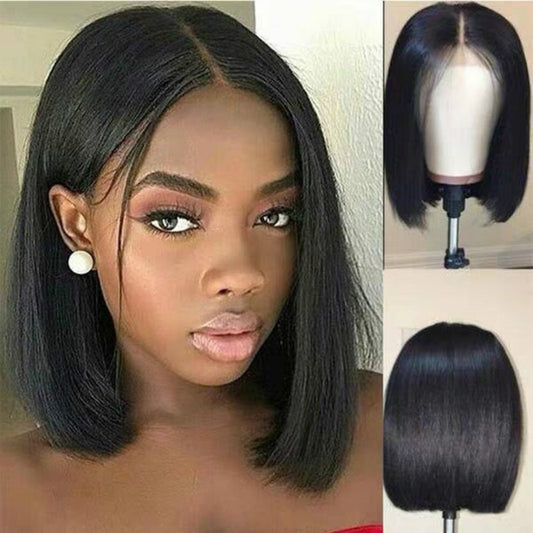 Wig Women Short Human Hair Wigs Brazilian Black