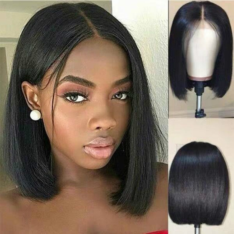 Wig Women Short Human Hair Wigs Brazilian Black